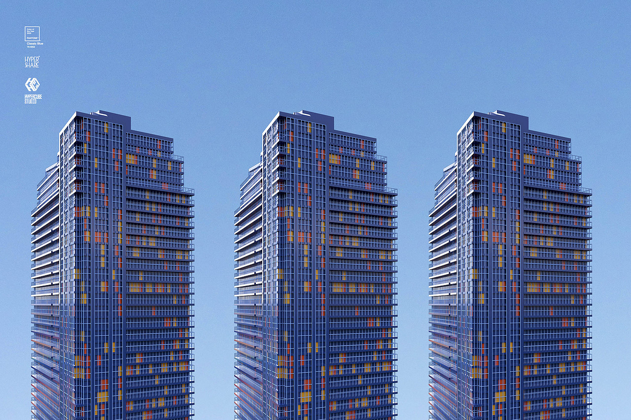 Architecture for classic blue of Pantone 2020