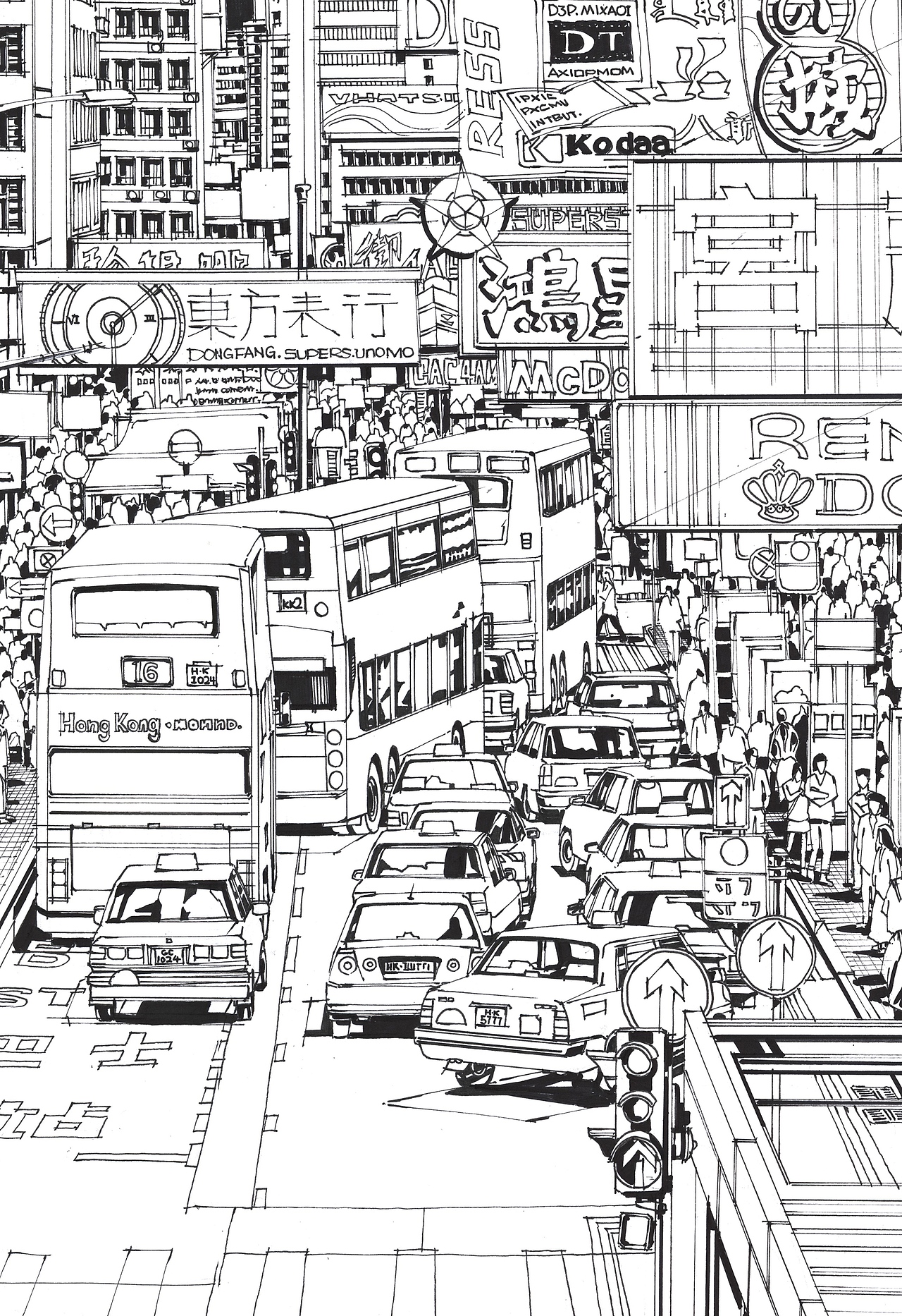 香港街景手绘建筑空间张肖涵手绘