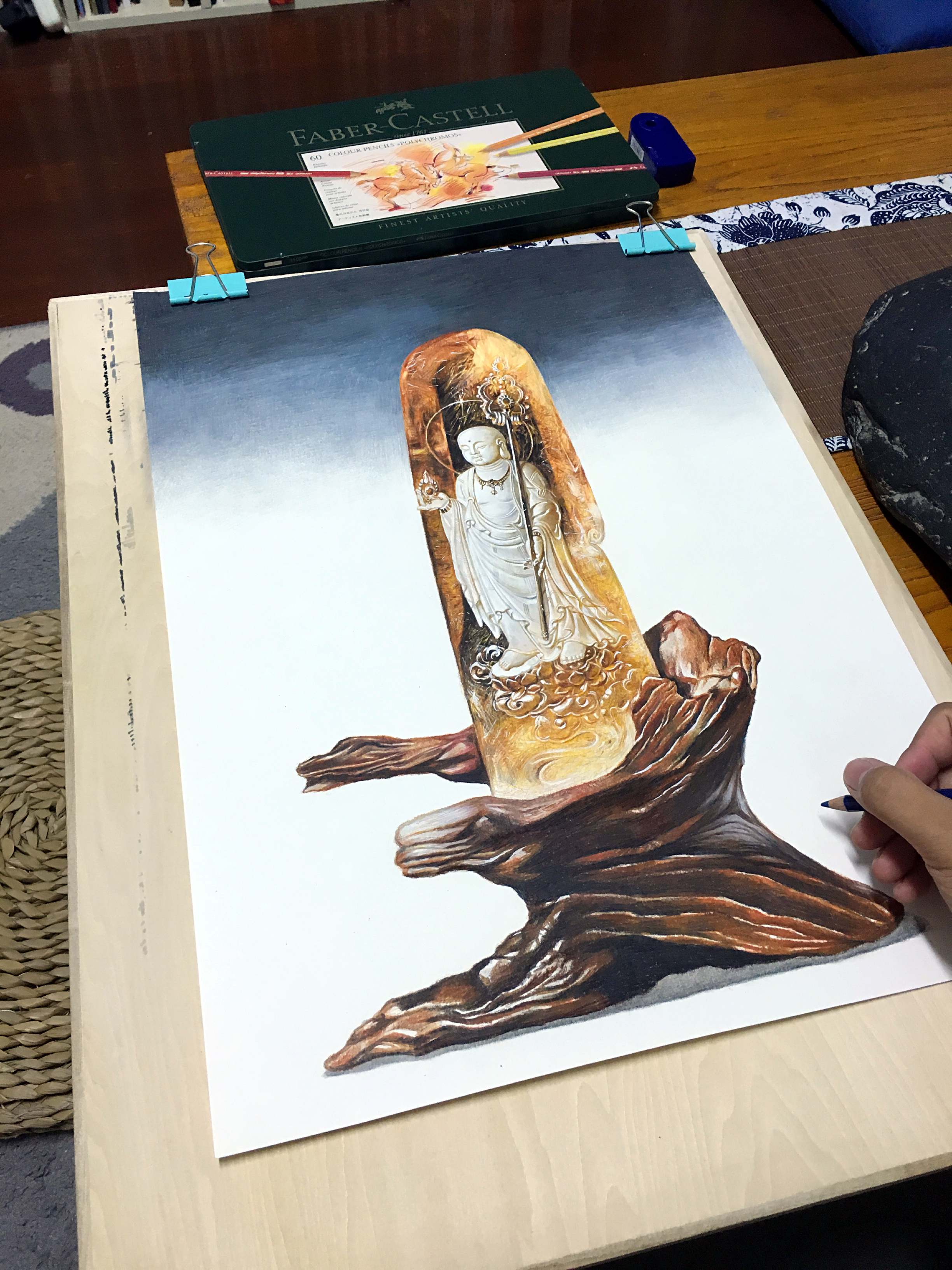 彩铅手绘—水晶地藏王菩萨