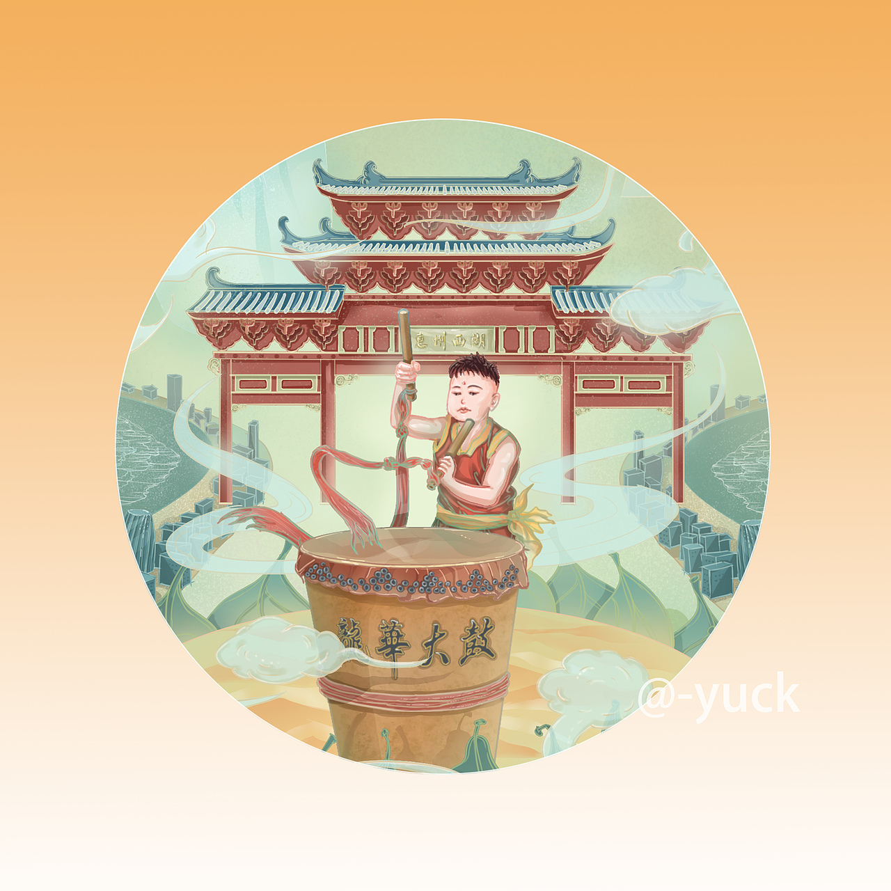 国潮风惠州插画（图ZMjQ1Mzk3NTcy） - 创作习作 - 站酷设计师宇镜_Lic原创素材 - 站酷ZCOOL