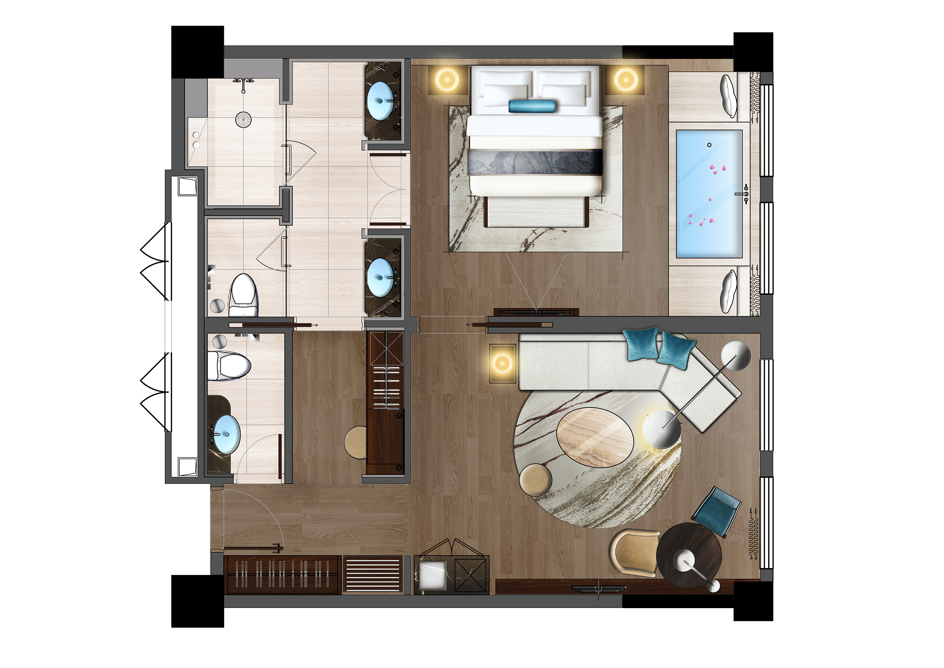 酒店标间客房设计表现|空间|室内设计|海森威 - 原创作品 - 站酷 (ZCOOL)