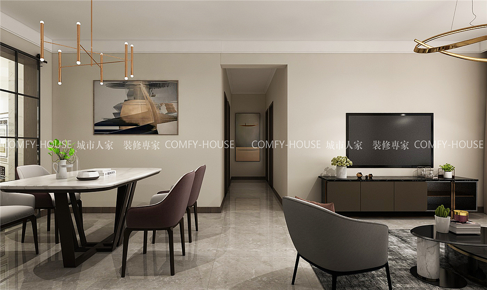 中海珑湾116平现代简约风格装修效果图