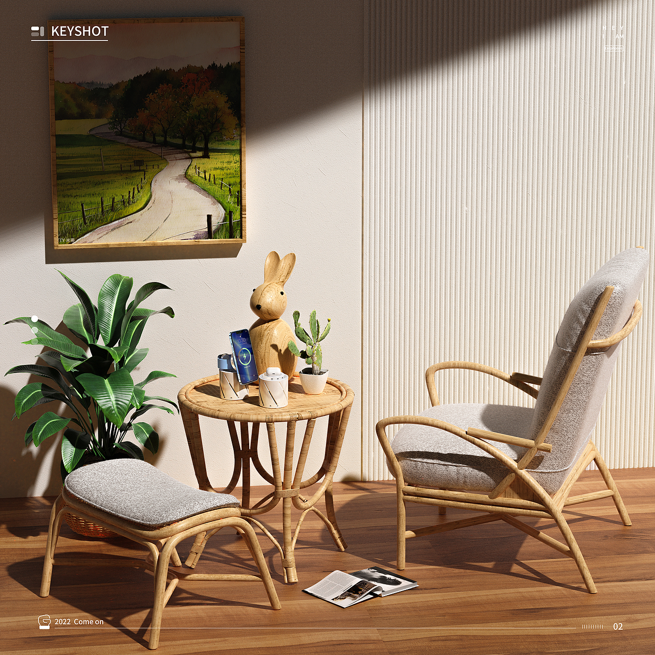 2022/耳机/万磁王/透明壳/室内场景/渲染