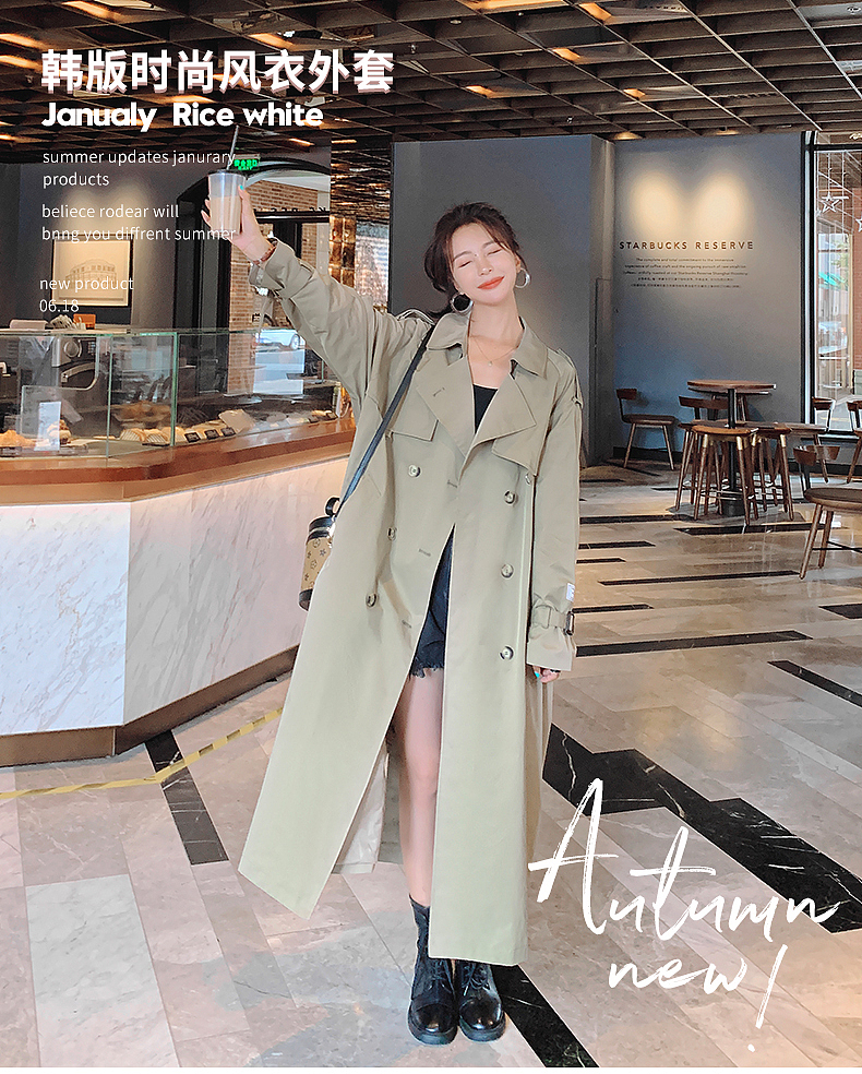 韩版网红风秋冬女装风衣详情页