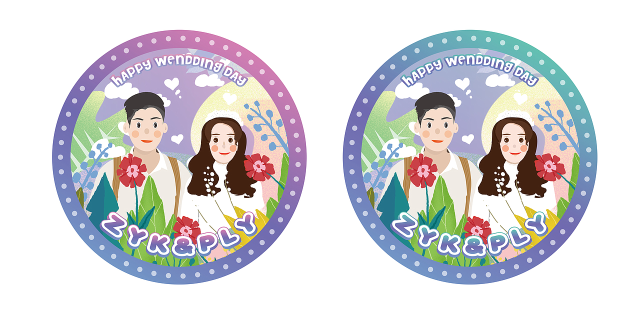 婚礼卡通插画头像（图ZMTI3MzYwMzY0） - 创作习作 - 站酷设计师junotown原创素材 - 站酷ZCOOL