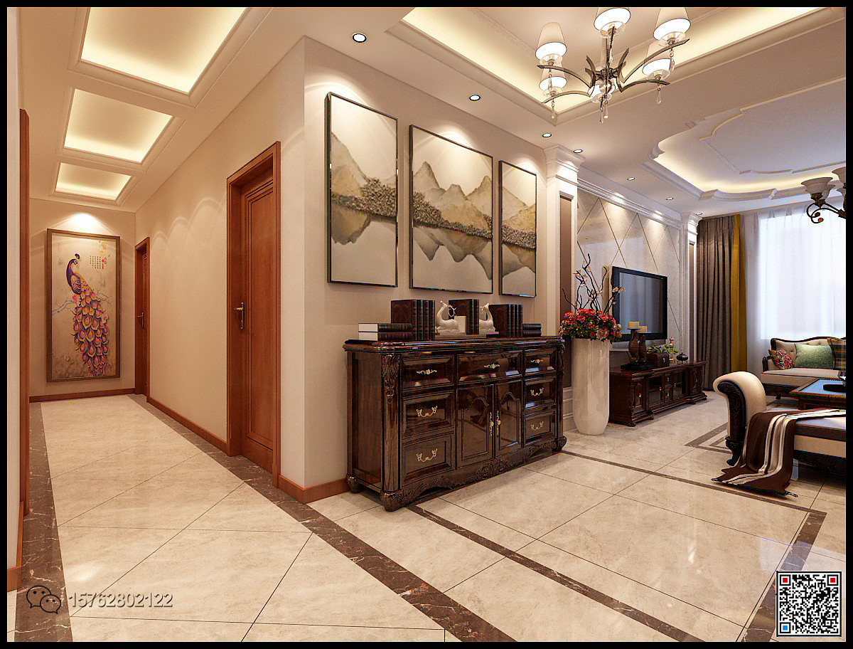 桓台湖心岛简欧装修设计案例-淄博别墅装修