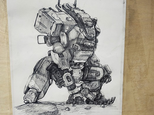 泰坦陨落bt7274素描插画-艺术插画31701391年前oppo主题设计大赛