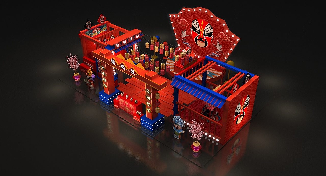 脸谱文创3D设计效果图