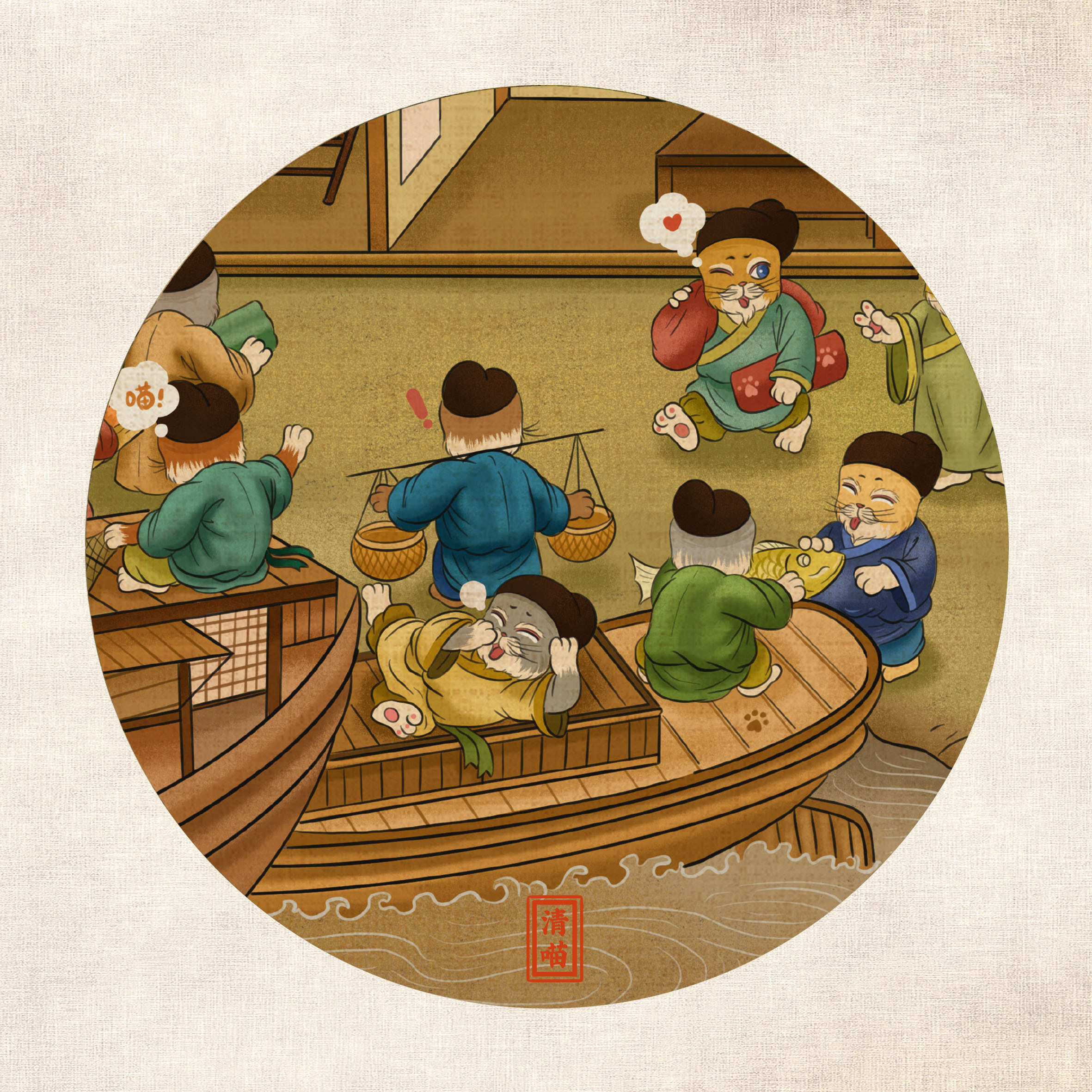 清喵上河市井图|插画|商业插画|清喵 - 原创作品 - 站酷 (zcool)