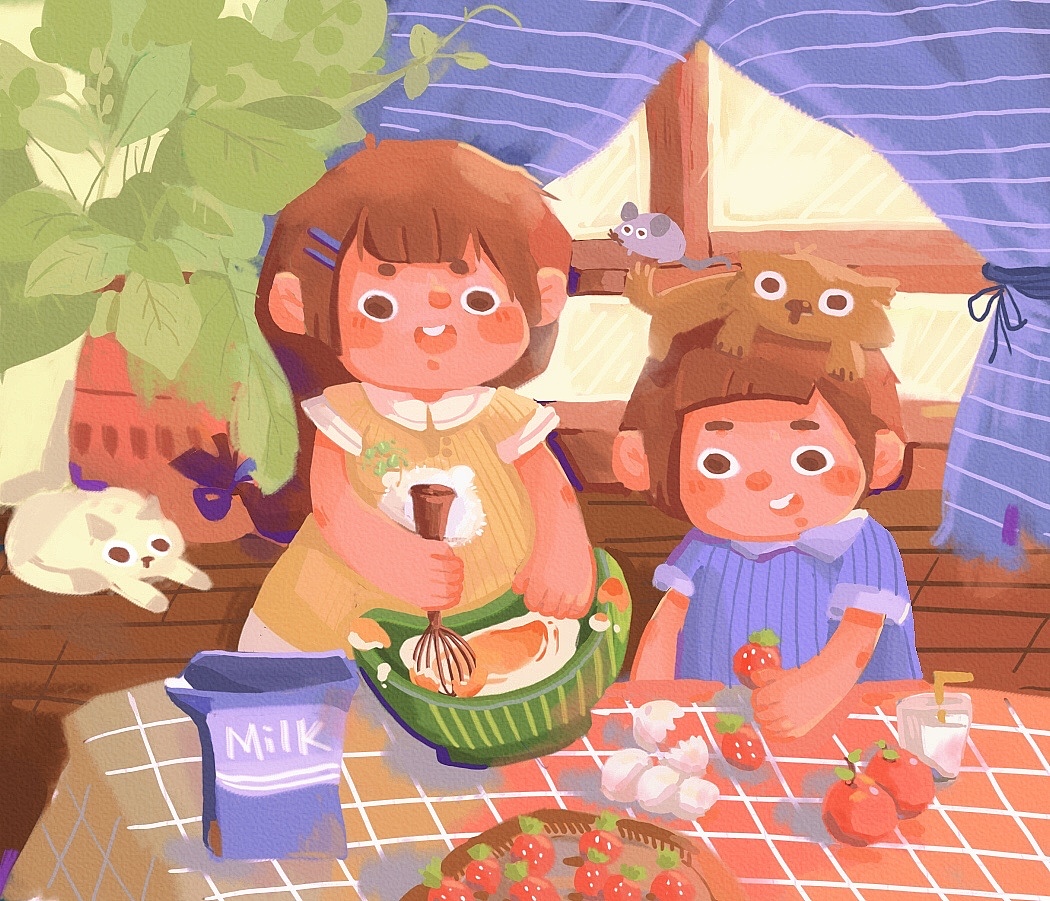 做点心 儿童插画