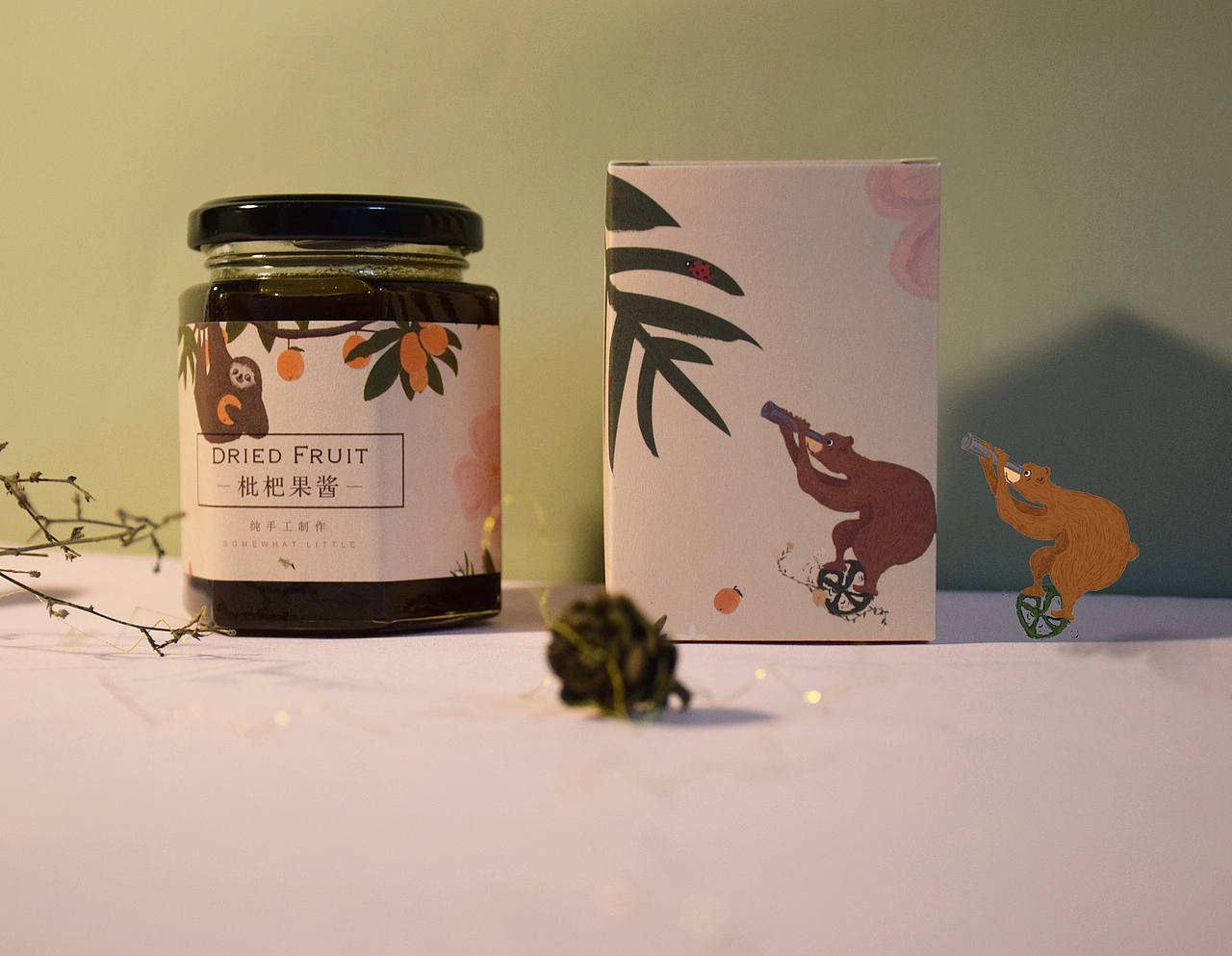手工枇杷果酱包装设计/插画