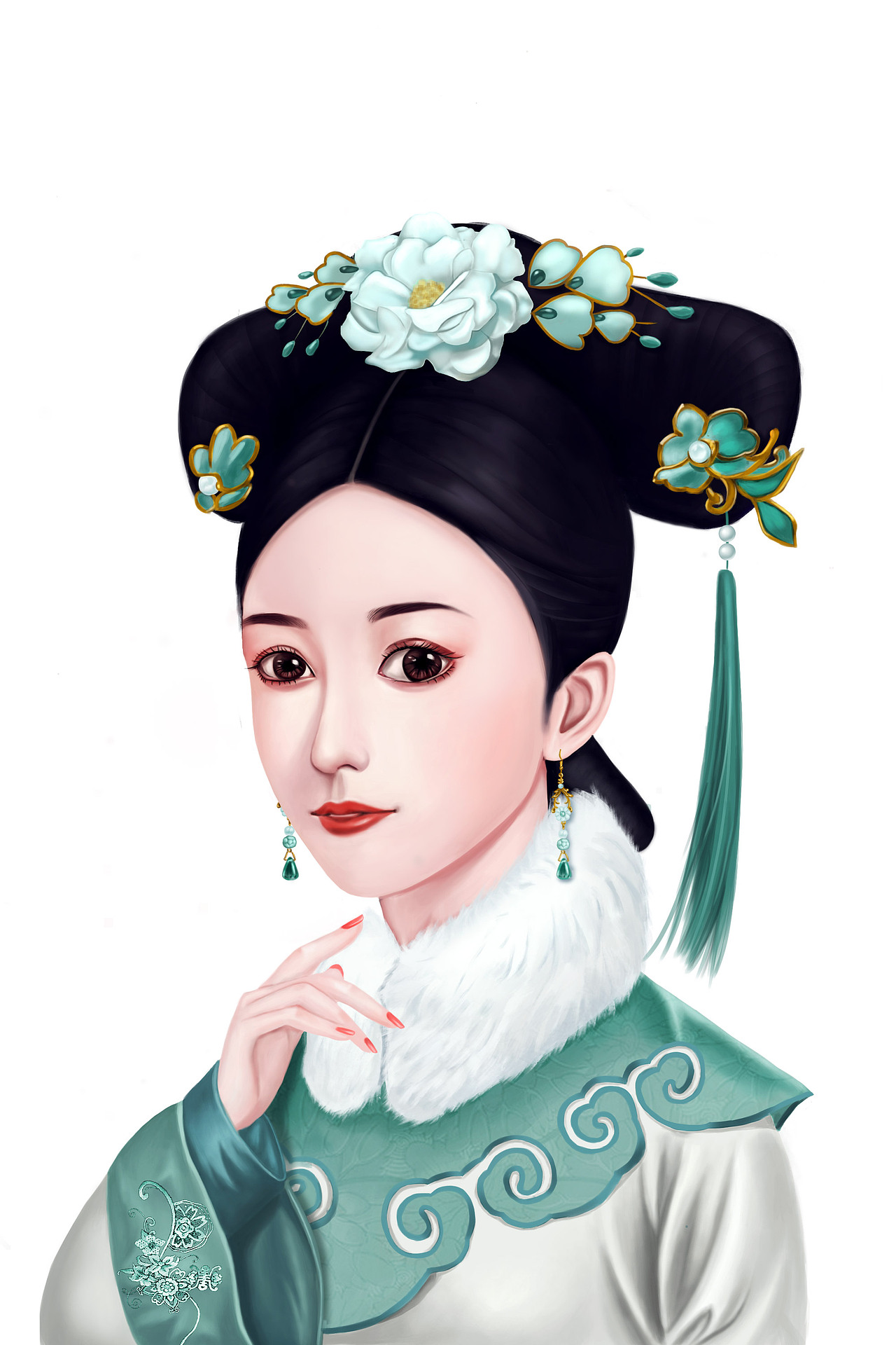 0原创作品插画游戏原画宫女原画大清宫廷游戏william_zr游戏ui作品