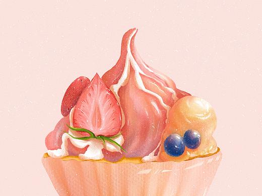 甜品插画设计 厚涂风食物插画