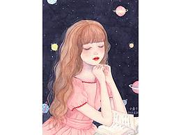 100幅水彩人物 元气美少女100/21-25