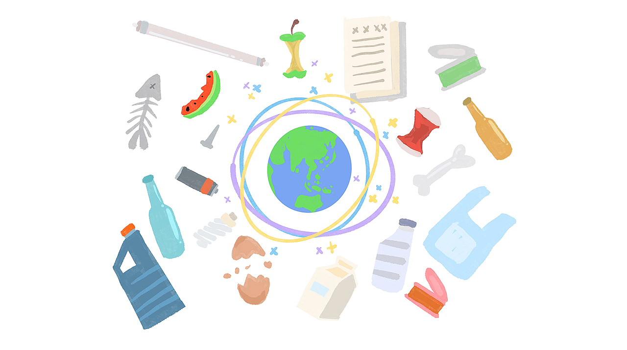 垃圾分类插画台历设计