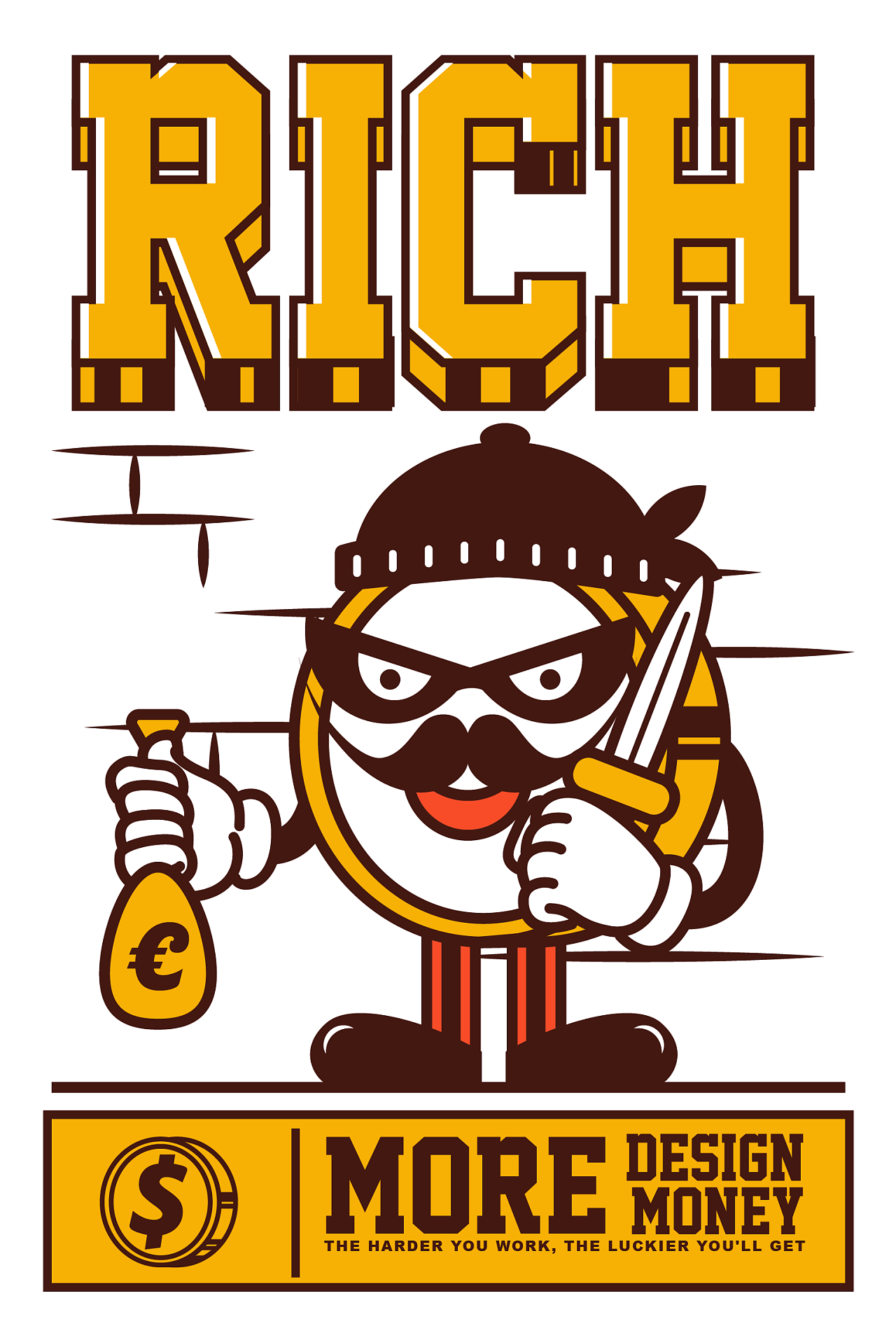 [每周一画]潮流插画习作-单色街头涂鸦风格图案设计