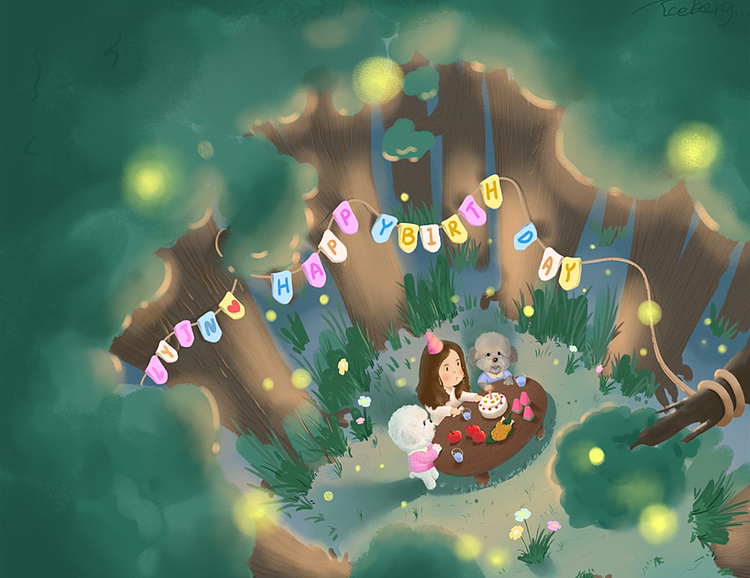 泡泡和优米给坨坨过生日