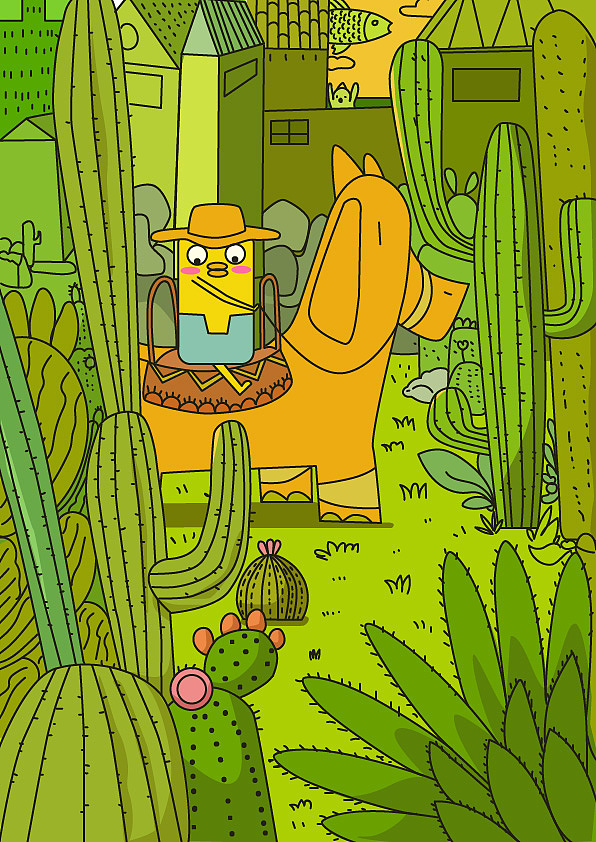 插画同色系练习