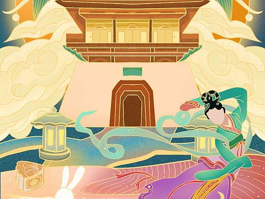 原创中秋节气节日国潮插画