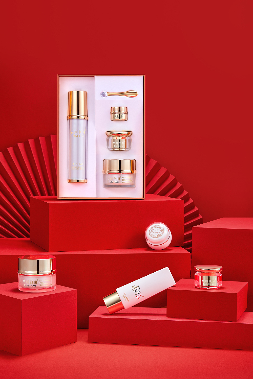 护肤品喜庆新年主题海报拍摄与精修|摄影|产品摄影|映空文化小白