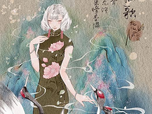 几张旗袍女子插画