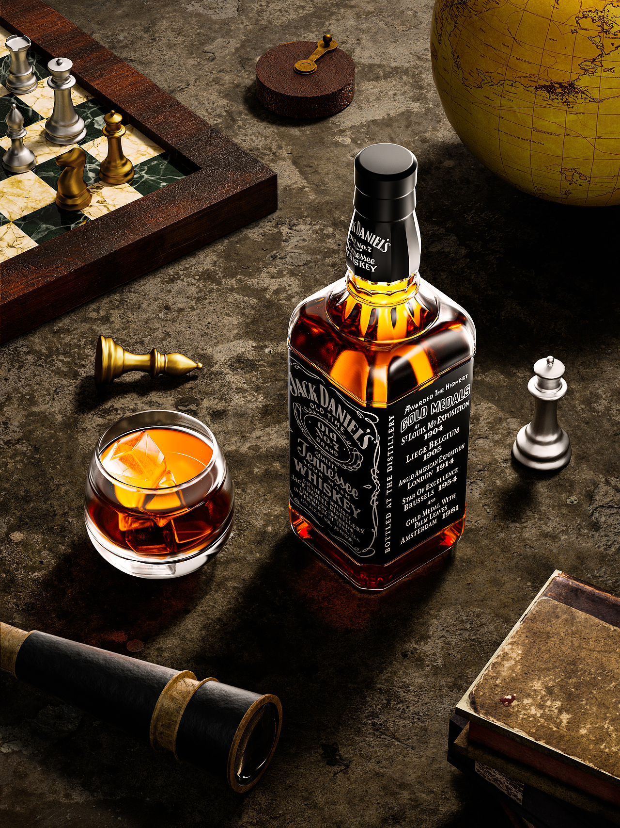 酒水威士忌练习-三维渲染