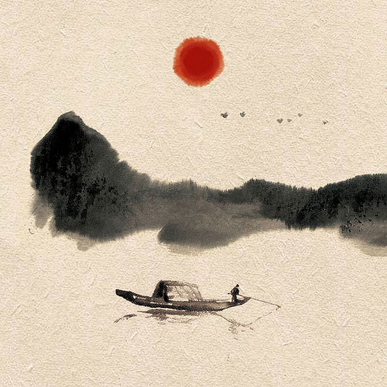 一日一山一舟，极简的水墨山水画（图ZMTk1MDQxODE2） - 绘画 - 站酷设计师创e派原创素材 - 站酷ZCOOL