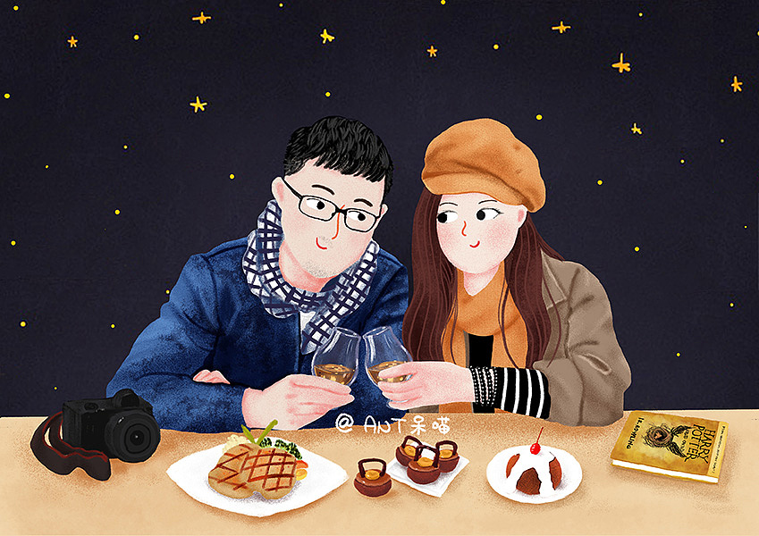 情侣插画（图ZNzQ3OTAyMDg=） - 商业插画 - 站酷设计师呆喵插画原创素材 - 站酷ZCOOL