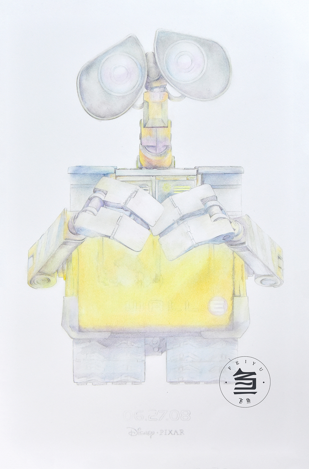 彩铅-机器人瓦力|纯艺术|绘画|洪帮主彩铅_原创作品-站酷zcool