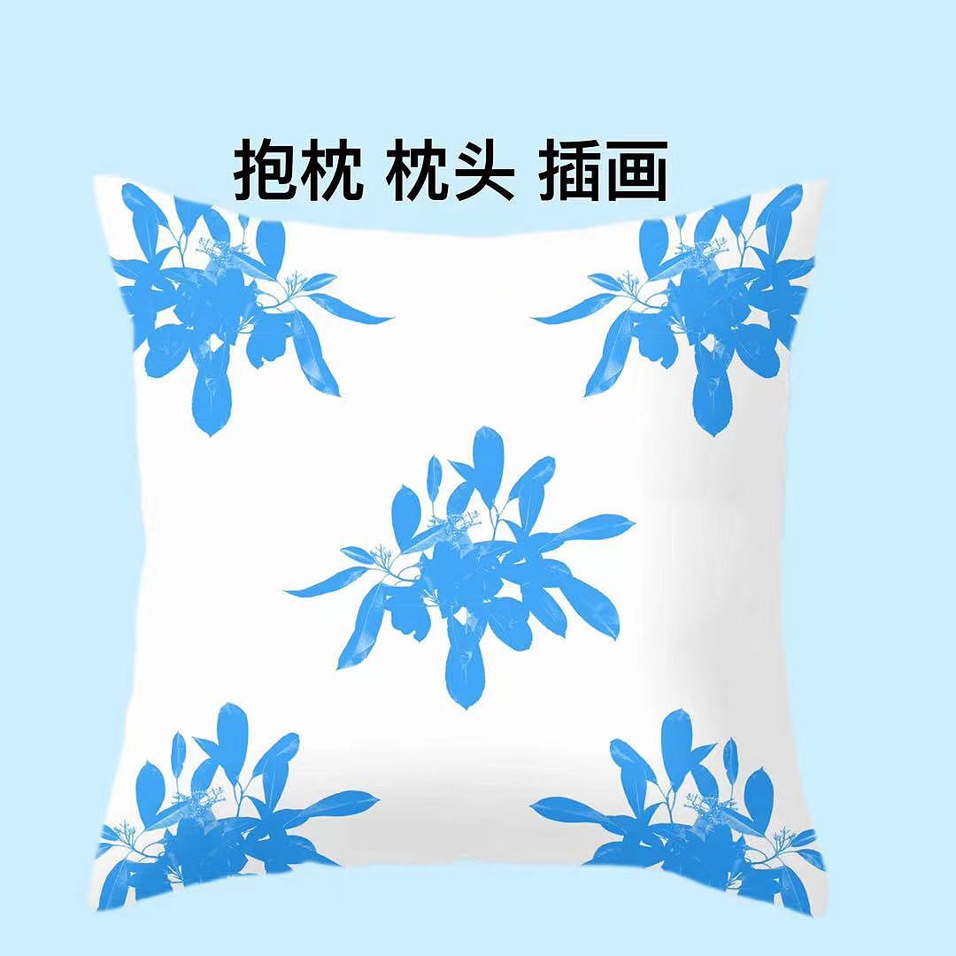 原创印花图案 天青色的蜡菊 插画包装设计样机图