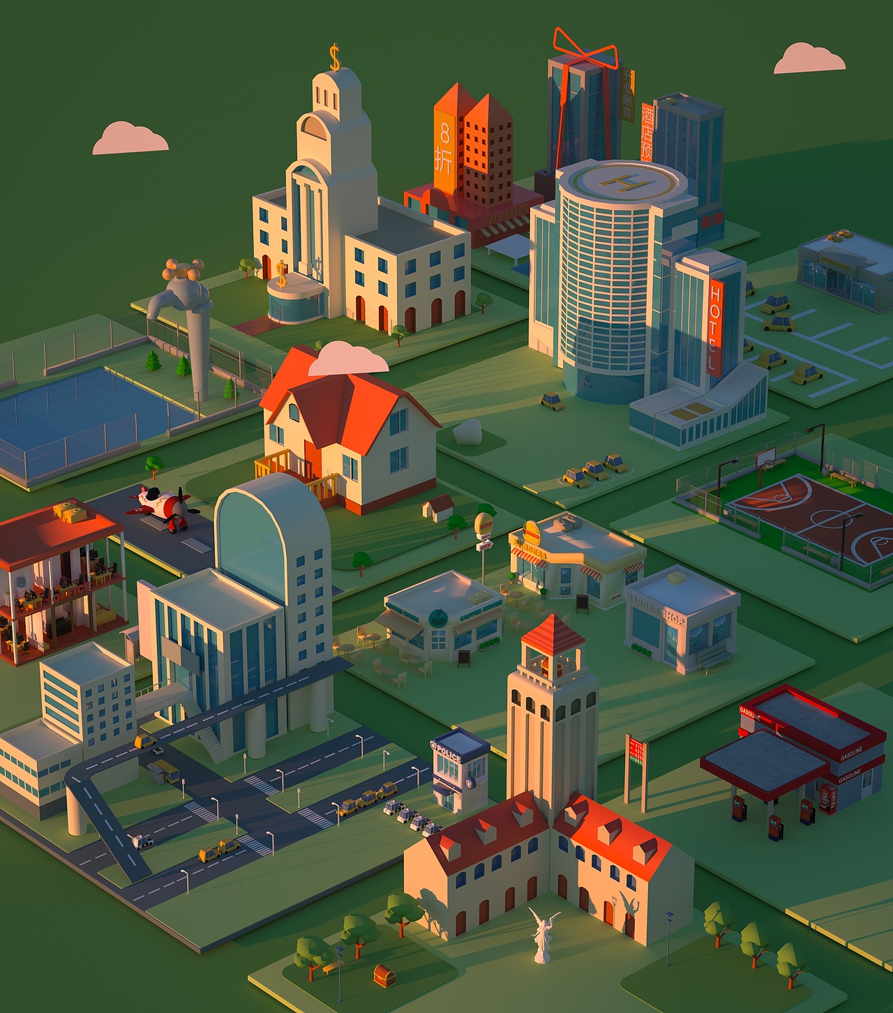 城市场景练习（图ZMTY5NzAzNjQ0） - 建筑/空间 - 站酷设计师森活鱼块SenhuoYu原创素材 - 站酷ZCOOL