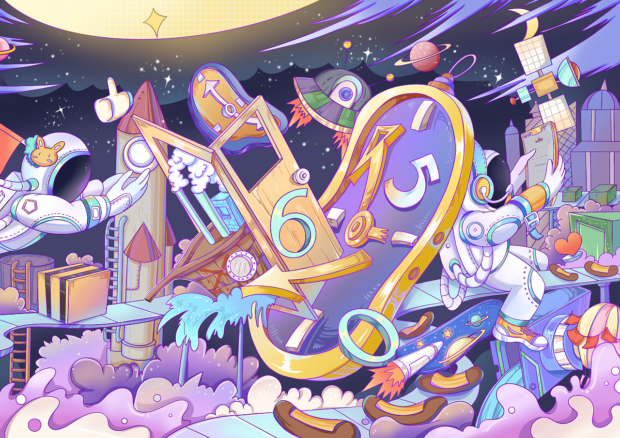 《随时间旅行》|插画|商业插画|九10斤 - 原创作品 - 站酷 (zcool)