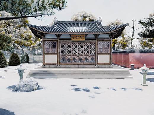 成都邛崃磐陀寺3维虚拟雪景表现