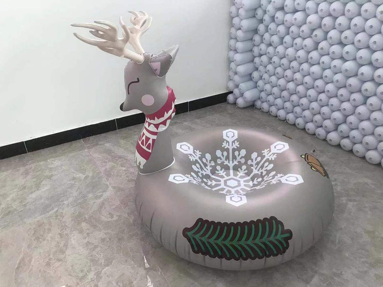 立体单人麋鹿滑雪圈打版灰色系