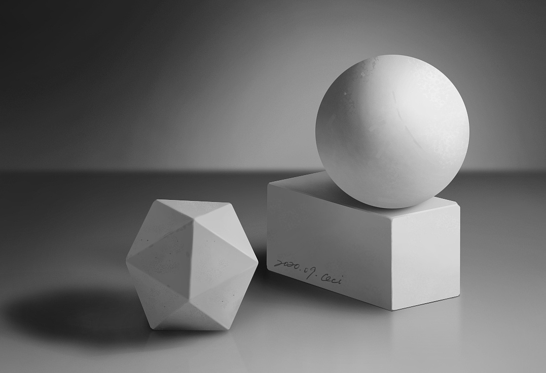 插画--立体几何图形写生