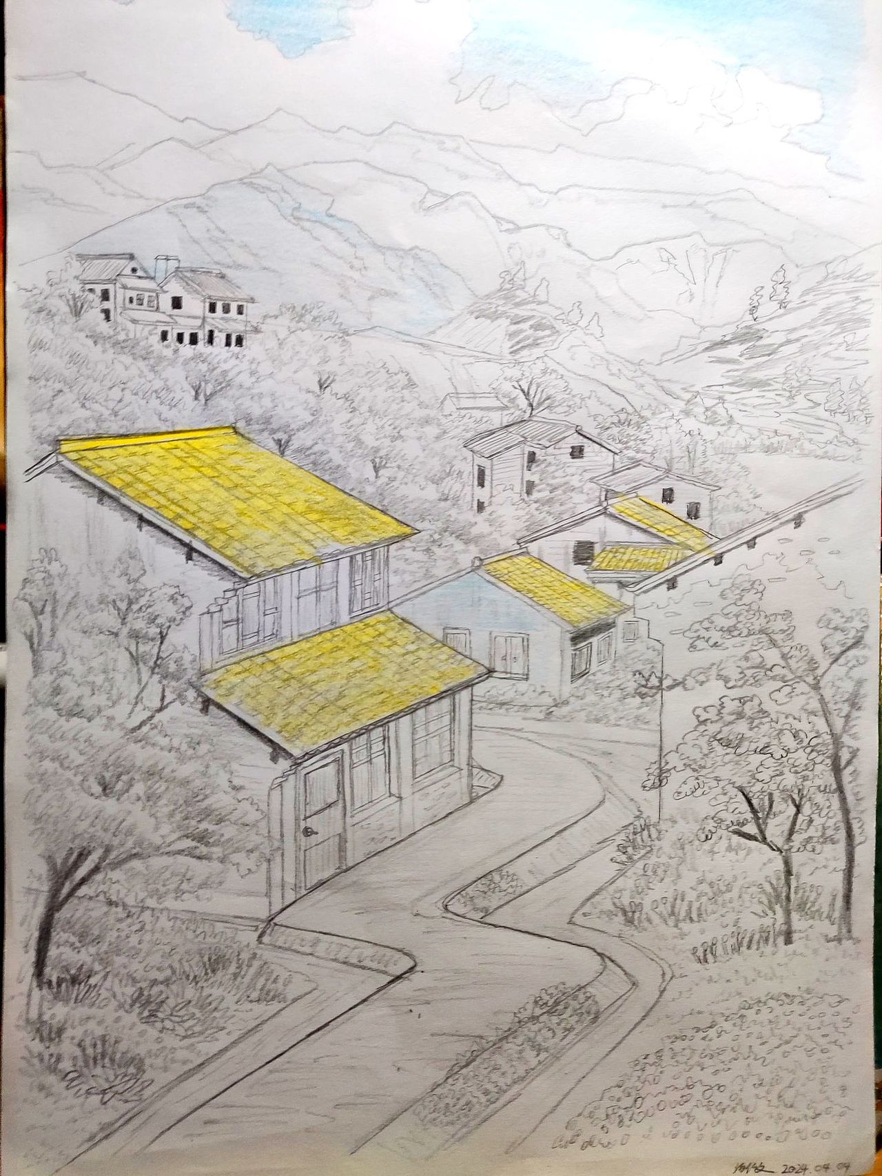 A3手绘｜春日乡村的风景③（图ZMzcwNDExNzAw） - 创作习作 - 站酷设计师汤俊文MRTJW原创素材 - 站酷ZCOOL