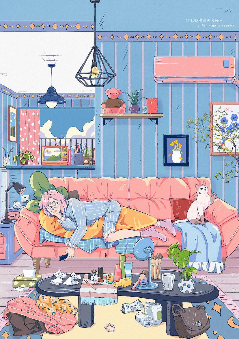 独居女孩日常小合集（图ZMzQzMzAwMTM2） - 商业插画 - 站酷设计师_秋张原创素材 - 站酷ZCOOL