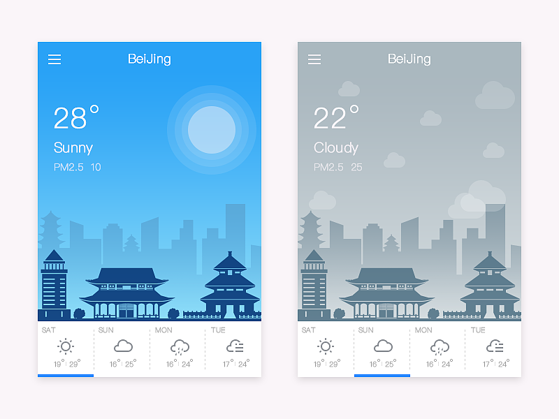 Daily UI #004 Weather（图ZNDczMzg3OTY=） - APP界面 - 站酷设计师xinjiebi原创素材 - 站酷ZCOOL