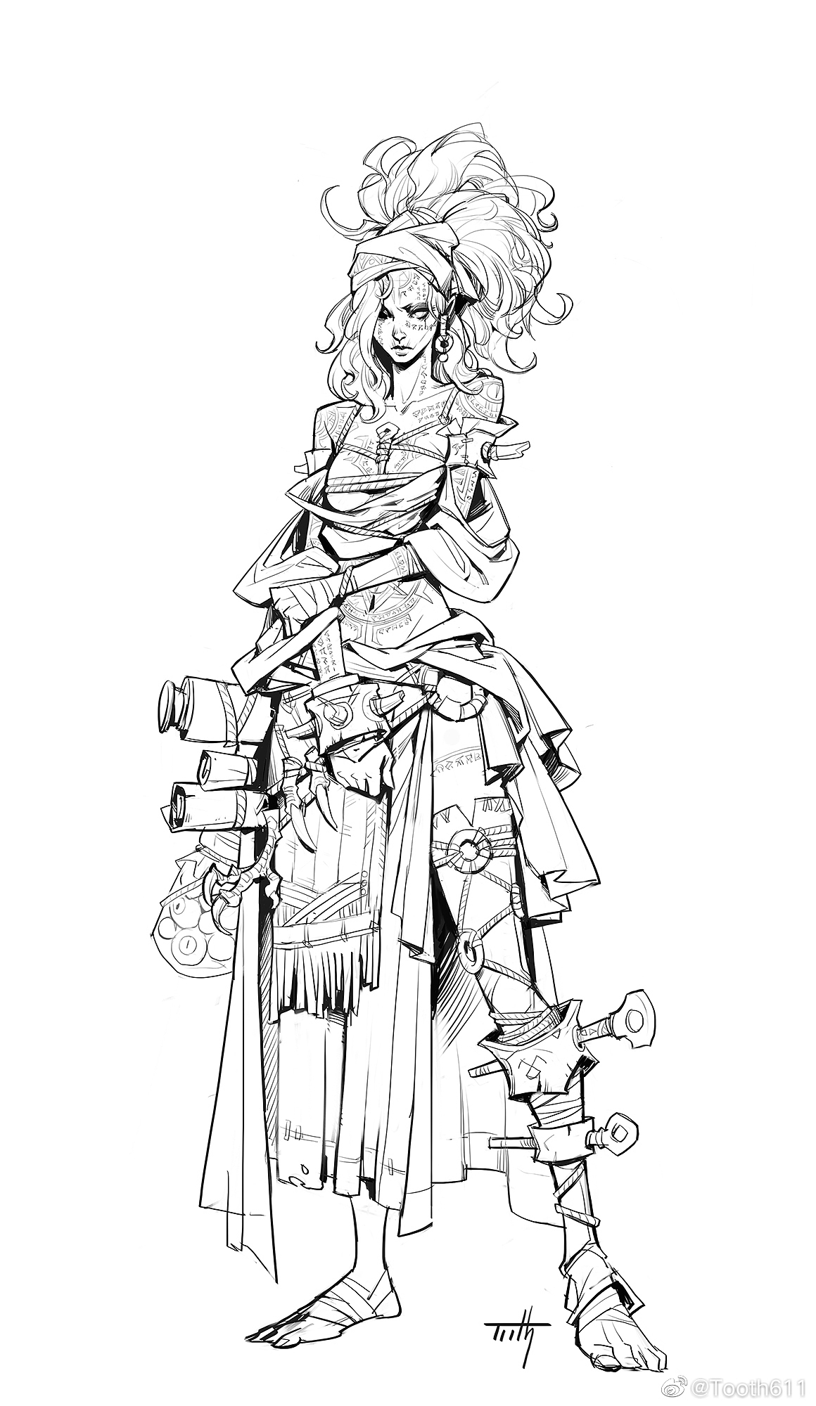 97- 1位站酷推荐设计师推荐 -分享收藏最近的一个线稿练习, 简单铺了