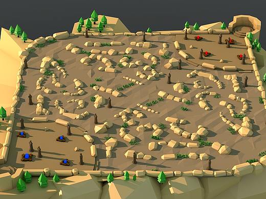 c4d Low Poly英雄联盟召唤师峡谷三维场景
