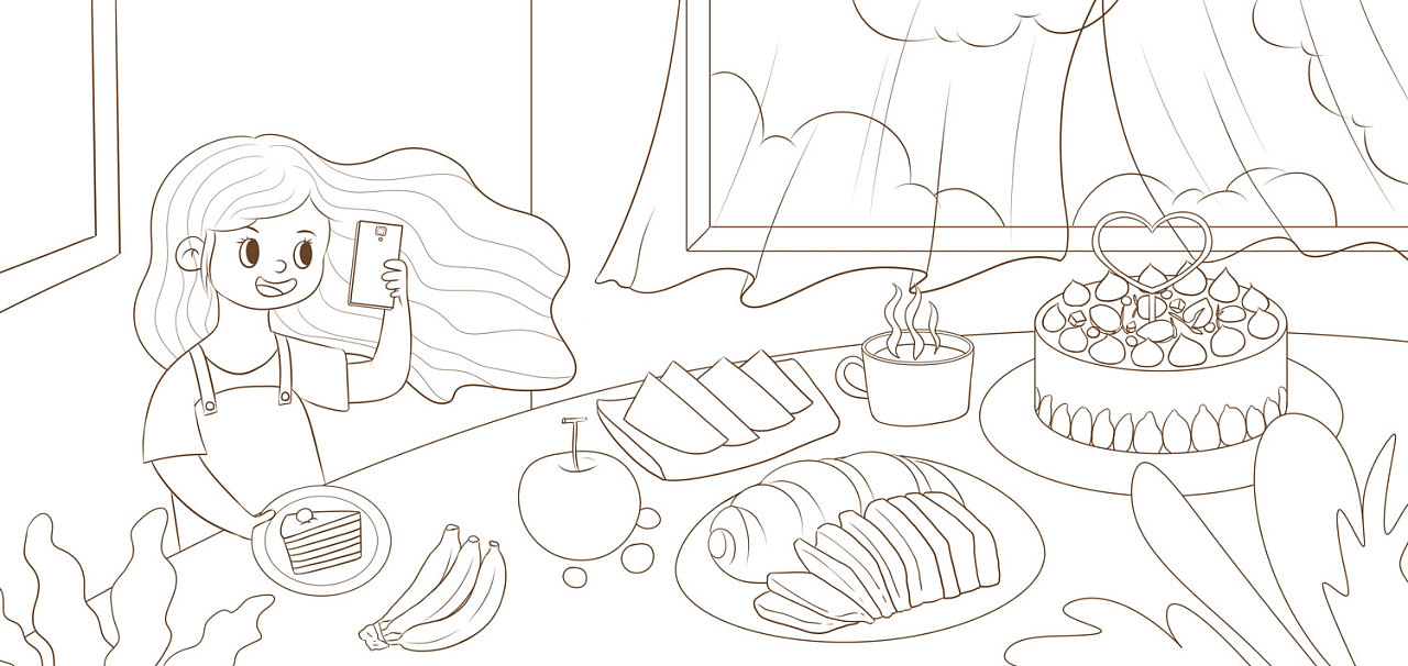 原创插画《下午茶时光》