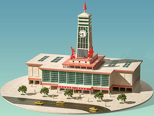 C4D长图场景之《小Z的旅城-长沙》