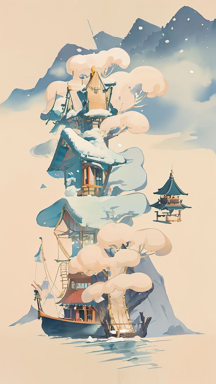 二十四节气大雪和霜降海报图中国风的空灵感