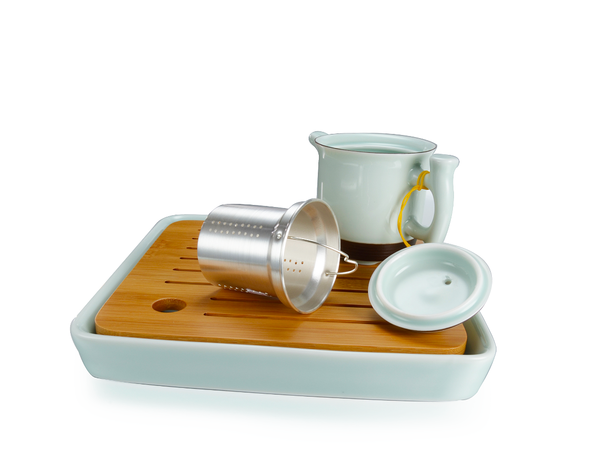 茶趣之乐:银瓷茶具—便携茶具套装