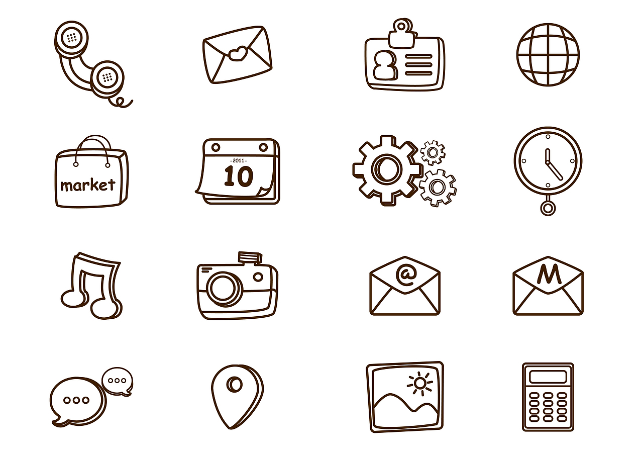 原创手绘线描图标