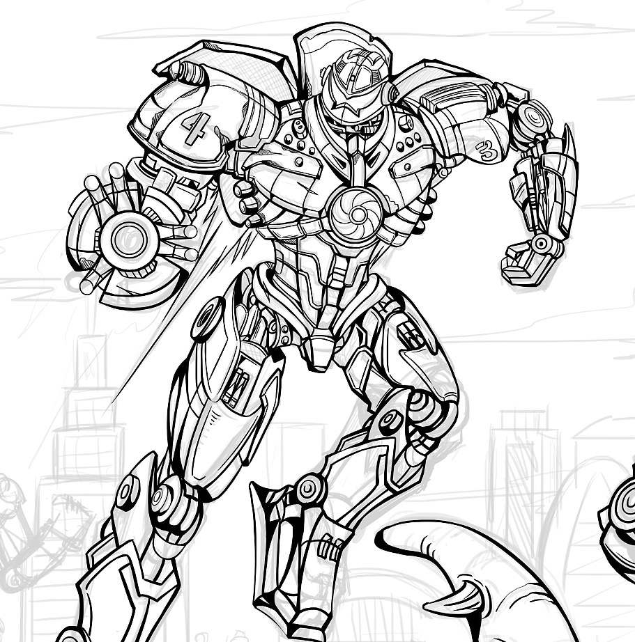 环太平洋插画 线稿阶段