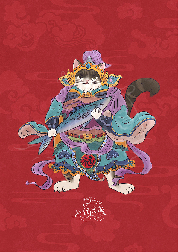 喵门神（图ZMjYwMzQzMjA4） - 创作习作 - 站酷设计师如意湖上画只鱼原创素材 - 站酷ZCOOL