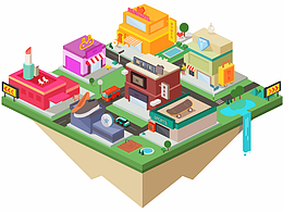 平面/UI/視覺-漂浮的小鎮(zhèn)-GIF