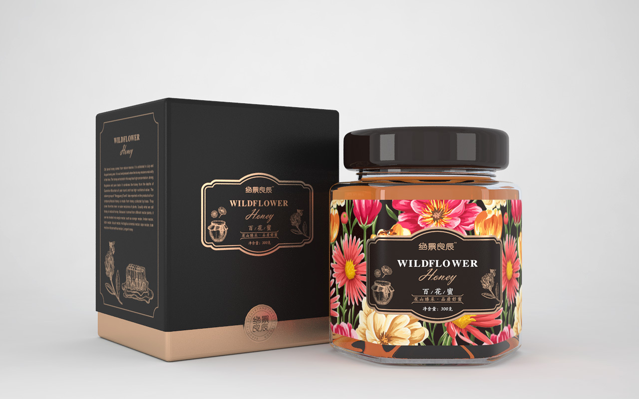 蜂蜜包装设计 绝景良辰 · 百花蜂蜜包装 | 原创作品