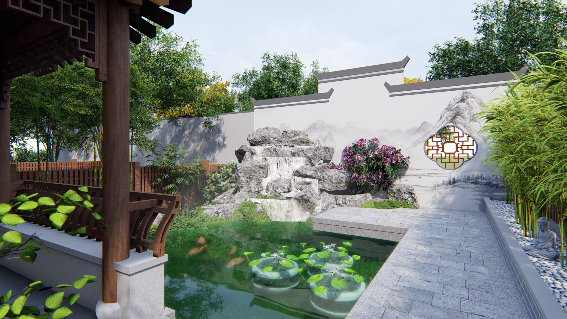 新中式庭院- 建E网3D模型下载网